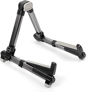 Silver Premium Collapsible Travel Acoustic Guitar Stand For Gibson, Ibanez, Tanglewood, Yamaha & Fender Acoustic Guitars With Adjustable Legs