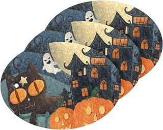 Halloween Cat Pumpkins Kitchen Sponges Haunted House Ghosts Cleaning Dish Sponges Non-Scratch Scrubber Sponge for Kitchen Bathroom Cars, pack of 3