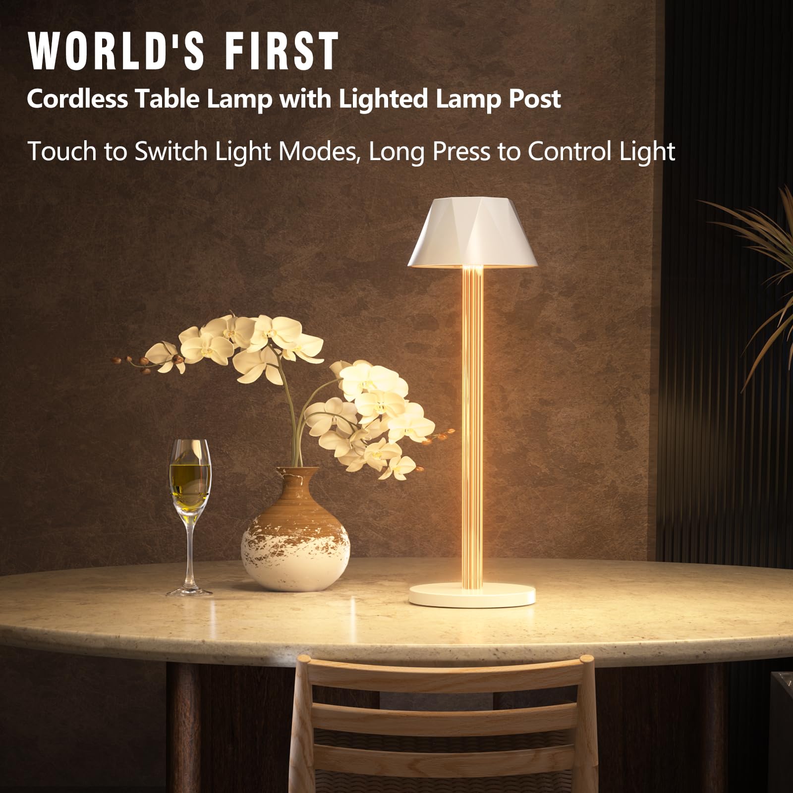 Coollamp Rechargeable LED Table Lamp, Cordless Desk Lamp with Touch Control, 3 Color Temperatures, Dimmable, 6000mAh Battery - Image 2