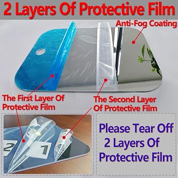 Shower Mirror Fogless for Shaving, Medium 8 x 6 inch Mirror for Wall Hanging, Frameless Portable Travel Camping Mirrors Shatterproof Handheld Locker Shave Mirrors Makeup Plastic Anti Fog Free Bathroom