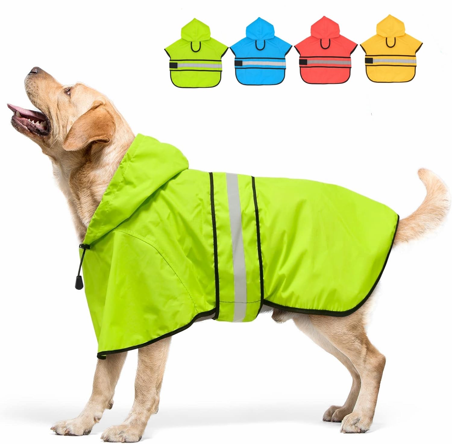 Candofly Hooded Dog Raincoat Poncho in Green