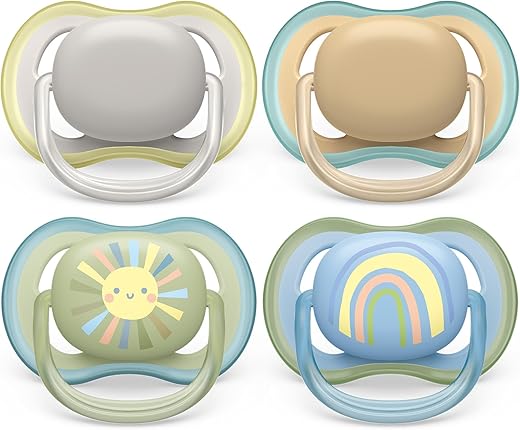 Philips Avent chupete ultra air: 4 chupetes ligeros y transpirables para bebés de 0 a 6 meses, sin BPA y con funda de transporte esterilizadora (modelo SCF085/65)