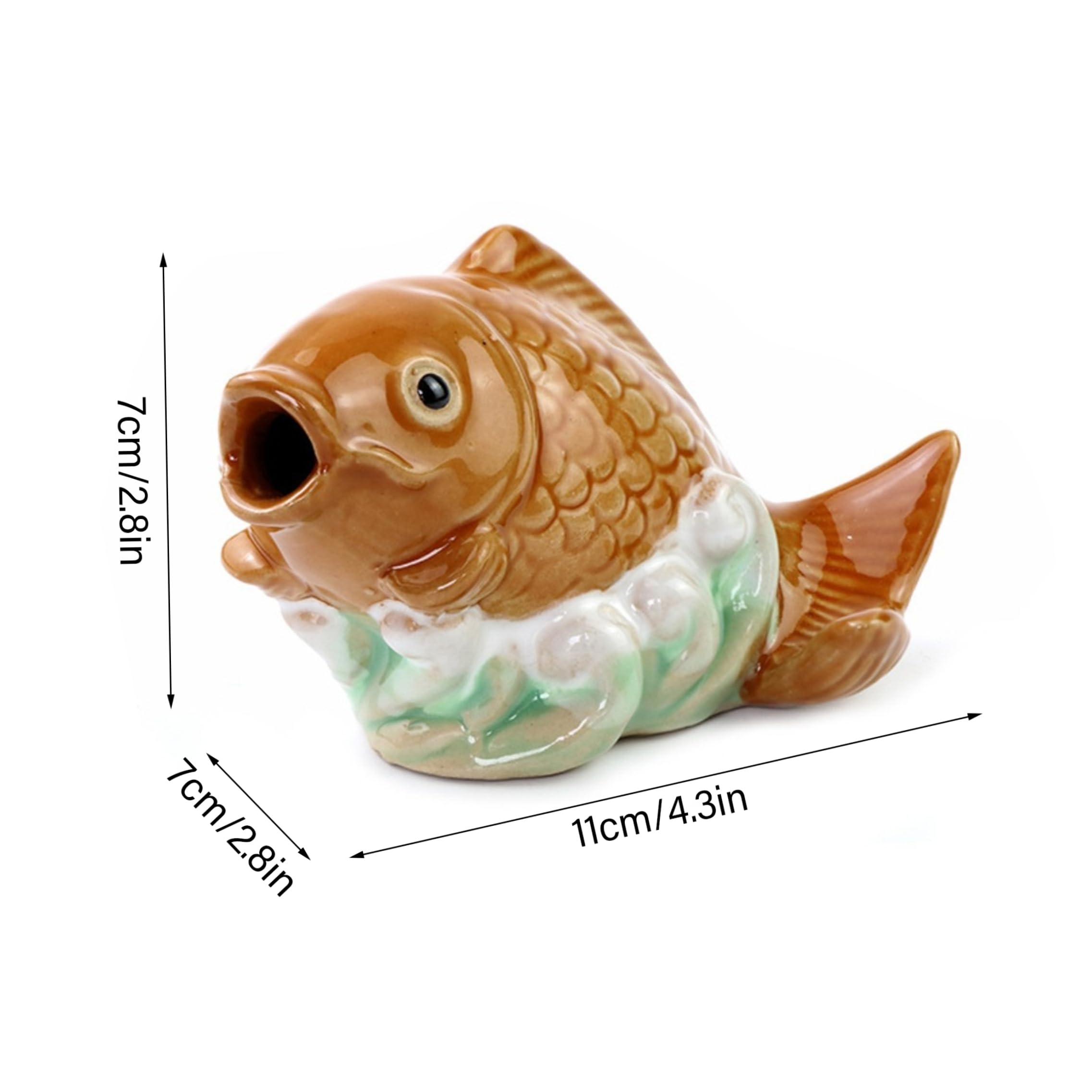 Cracheur d'étang à Poissons Koi en céramique - Bec de Fontaine d'eau réaliste pour Petits étangs, Jardins et piscines Style 1