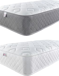 Aspire Beds 3 Comfort Layers Aspire-Cool Touch Diamond Memory Foam & Bonnell Sprung Hybrid Mattress, Grey Hessian Border, 5ft King Size (5ft x 6ft6)