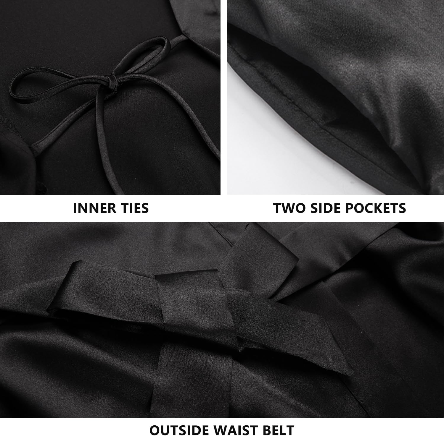 Women's Satin Robe Short Silky Bathrobes Bridesmaid Bride Wedding Party Robes Sexy Kimono Sleepwear with Pockets - Image 6