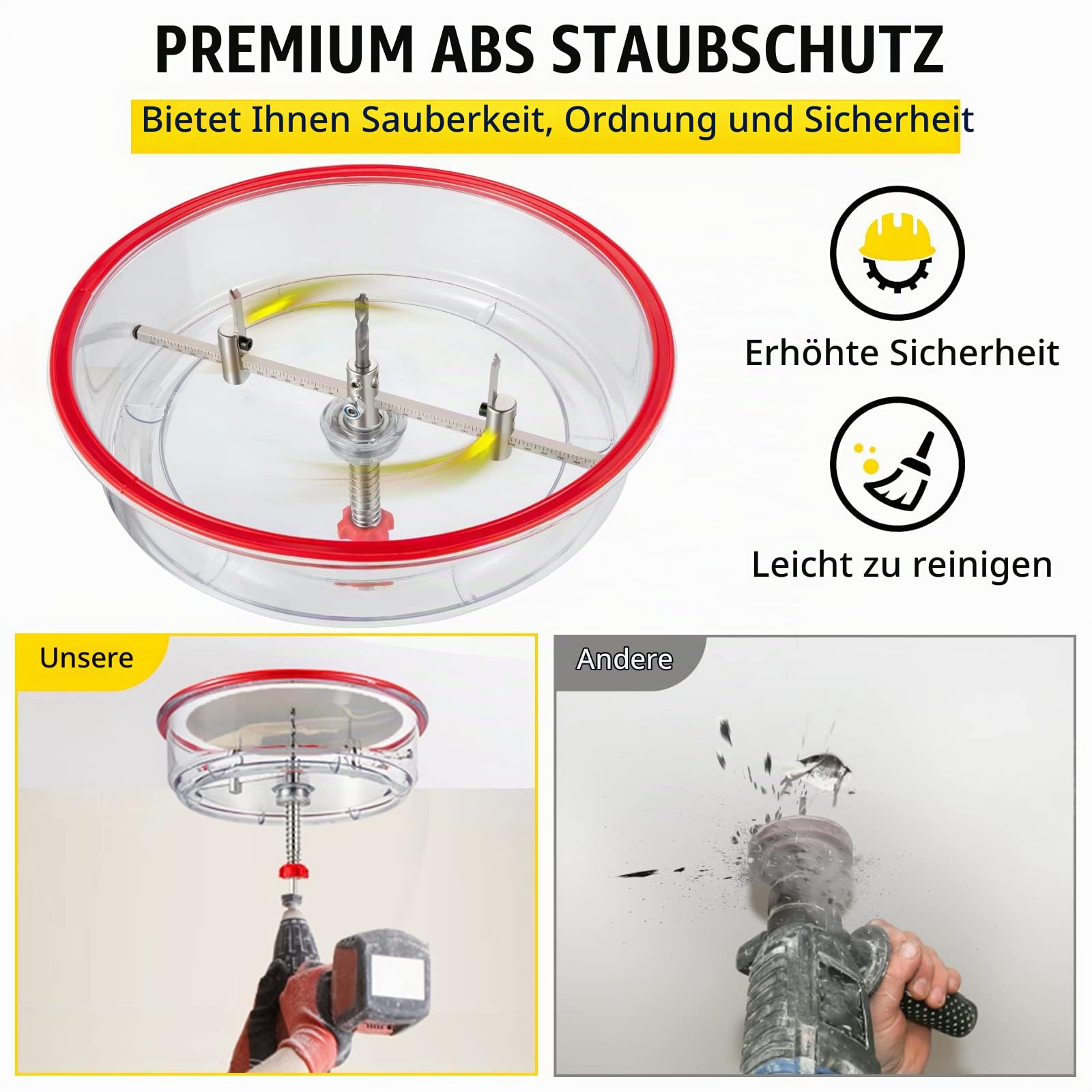 VEVOR Professionelle Lochsäge 40-200 mm Durchmesser Kreisschneider, Verstellbar Durchmessergröße Lochbohrer mit Staubschutzhülle, für Lüftungslöcher, Einbauleuchten auf Sheetrock-Kunststoffe, Holz