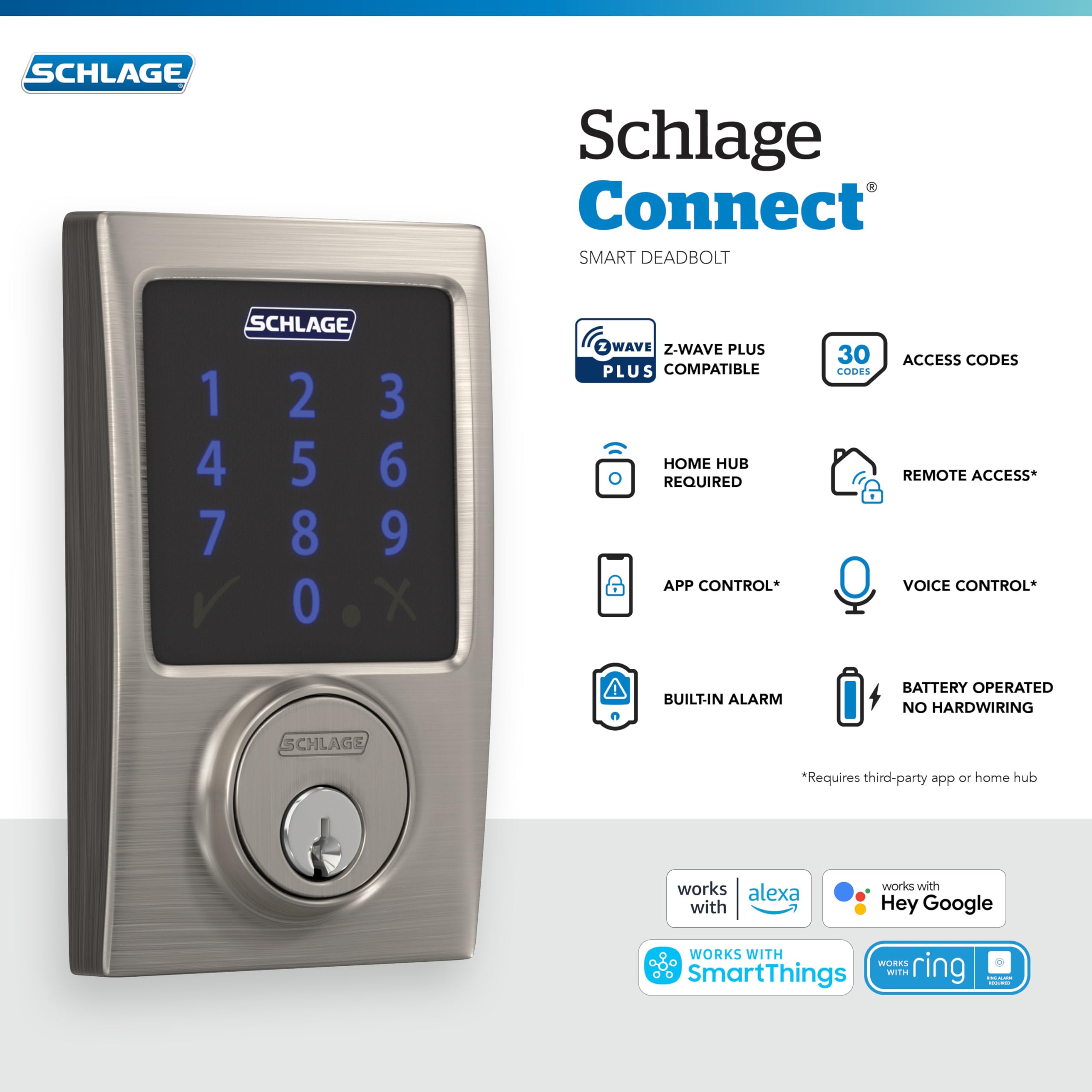 Schlage Connect Smart Deadbolt Lock with Touchscreen Keypad