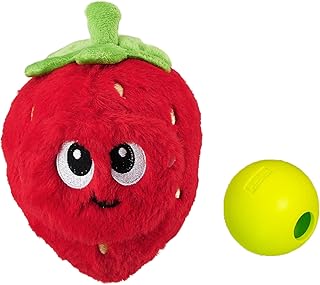 Outward Hound Nina Ottosson Fruity Findz Interactive Plush Dog Puzzle with Treat Ball Dog Enrichment Toys, Plush, Red