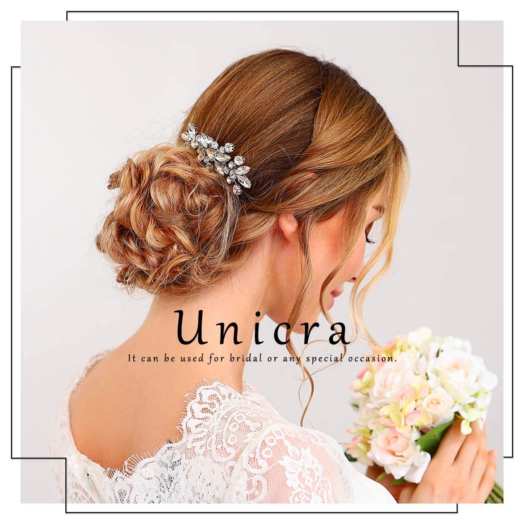 Unicra Bride Wedding Hair Combs Silver Delicate Opal Crystal Bridal Headpieces Rhinestone Hair Accessories for Women and Girls (A-Silver) : Beauty & Personal Care