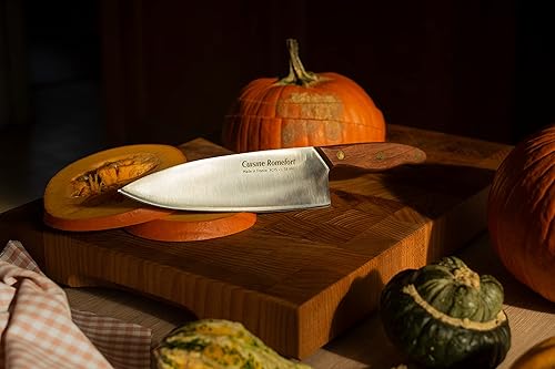 Miniatura 2 de Cuisine Romefort Cuchillo de chef afilado de acero al carbono XC75, hoja de 8.7 pulgadas, con funda de cuero  cuchillos de chef con mango de madera
