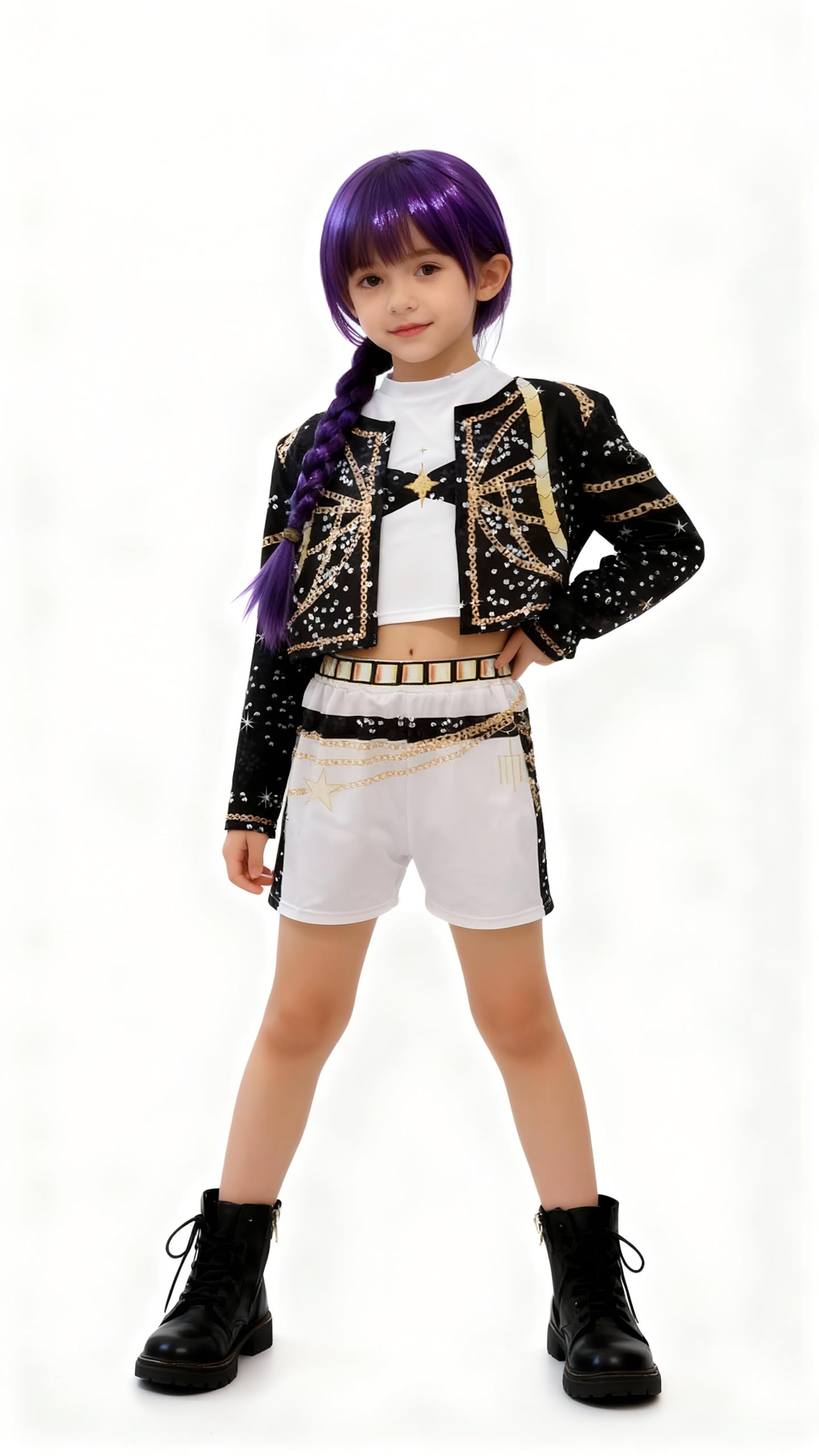 Disfraz K-Pop Rumi Blanco y Negro Infantil (Talla 5-6 años)