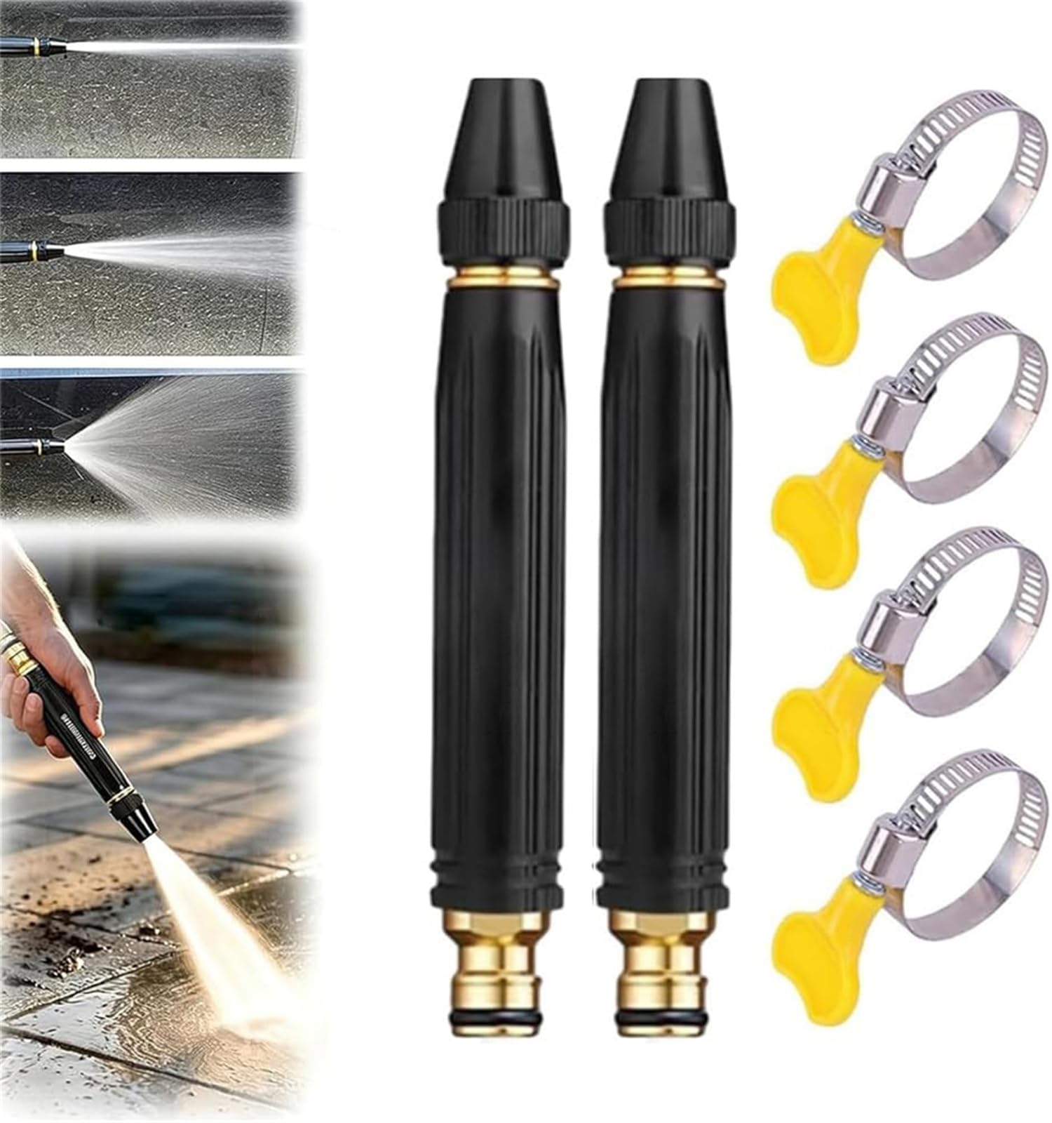 High Pressure Garden Hose Nozzle,Heavy Duty Adjustable Twist Hose Nozzle Jet Sweeper Nozzle,Home High-Pressure Car Wash Water Gun,Garden Hose Sprayer,for Watering Plants and Car Washing (2Pcs)