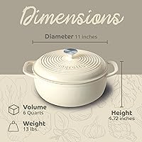 Vista 22 de Segretto Cookware Enameled Dutch Oven Pot with Lid Rosso (Gradient Red) 1.7 Quarts Cast Iron Dutch Oven with Handle 1.7 qt Enamel Small Cast Iron