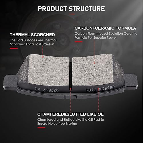 Miniatura 2 de Kits de pastillas de freno de cerámica delanteras traseras para Nissan Frontier 2005-2018, 2005-2015 para Nissan Xterra, 2009-2012 para Suzuki