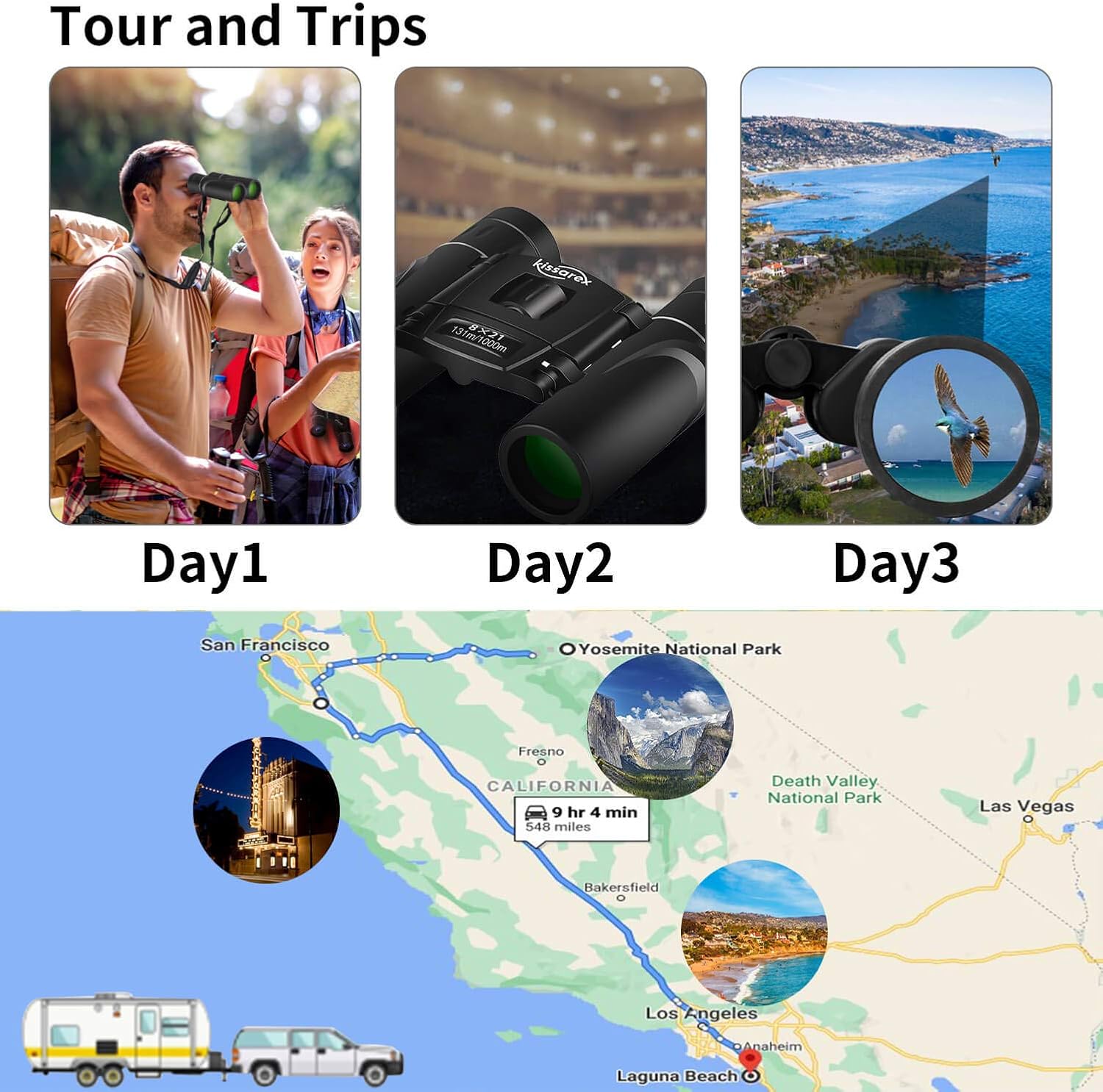 Kissarex Adults Compact Travel Binoculars: 8x21 Mini Small Size Lightweight Best Outdoor Theatre Tactical Hiking Kids Concert Sports Camping Low-Light Night Vision Waterproof