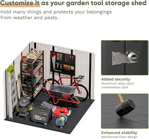 Vista 13 de Patiowell Cobertizo de almacenamiento de plástico para exteriores de 6 x 4 pies, cobertizo exterior de resina, perfecto para almacenar muebles
