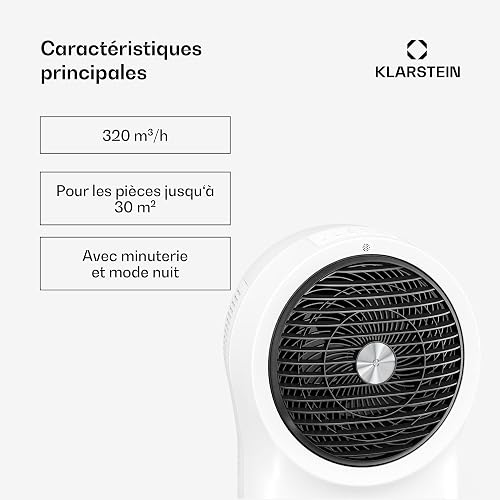 KLARSTEIN Air Cooler, Portable Evaporative Fan Cooler, 6L Tank, Remote & Timer, 320 m鲁/h, 360掳 Oscillation, Air Cooling Fan for Room & Bedroom, White - 2