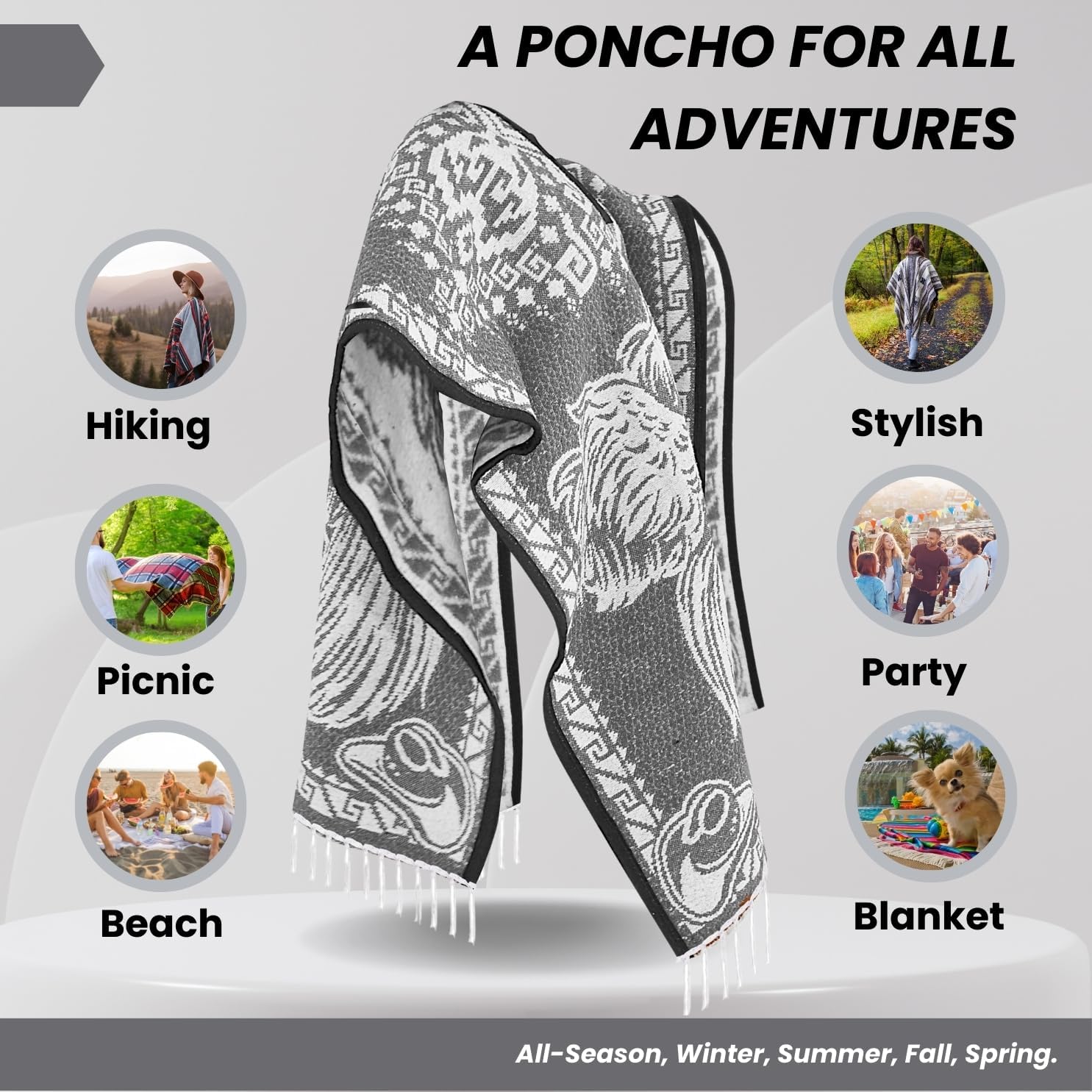 Artisans Bazaar Mexican Poncho Sarape Aztec Men Hombre Mexico Gabanes Mexicanos Western Cowboy Costume Adulto Jorongos - Image 4