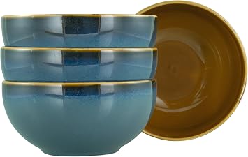 Creatable, 22886 Mallorca Series 4-Piece Crockery Set for 4 People, Buddha Bowl Made of Stoneware, Dishwasher and Microwave Safe, Quality Production