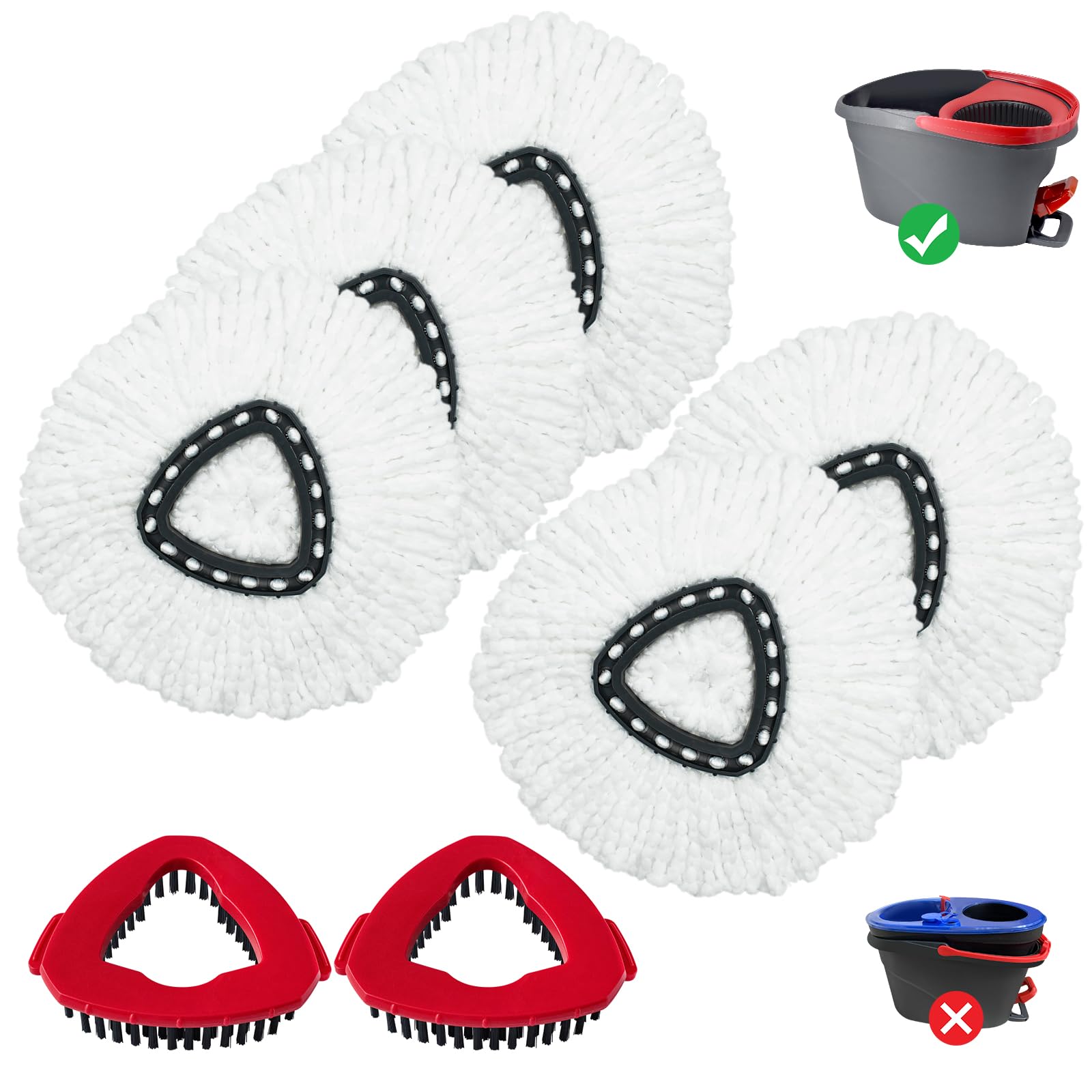 Cabezales de fregona de repuesto para fregona O-Ceda, cabezal de repuesto EasyWring Spin Mop de repuesto, repuesto de fregona de microfibra, incluye 5 cabezales de fregona de repuesto, limpieza