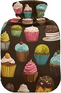 OTVEE Gooey Chocolate Cupcake Hot Water Bottle with Cover, BPA Free PVC 2L Large Hot Water Bag for Pain Relief Menstrual Cramp Sore Muscles Hot and Cold Compress Therapy