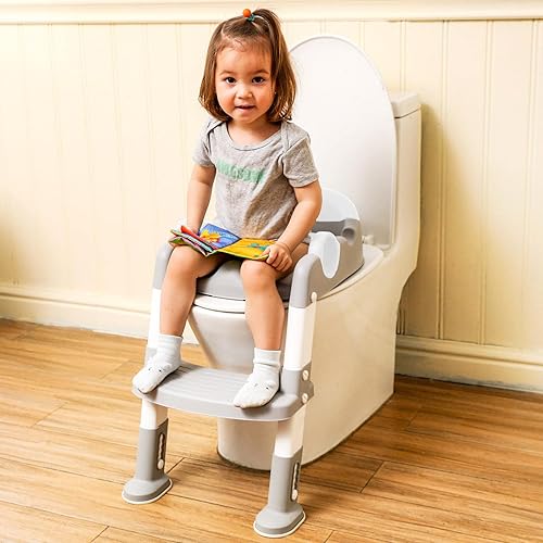 Miniatura 2 de Wiifo - Asiento de entrenamiento para ir al baño con escalera para niños y niños pequeños, escalera resistente para orinal con cojín acolchado suave