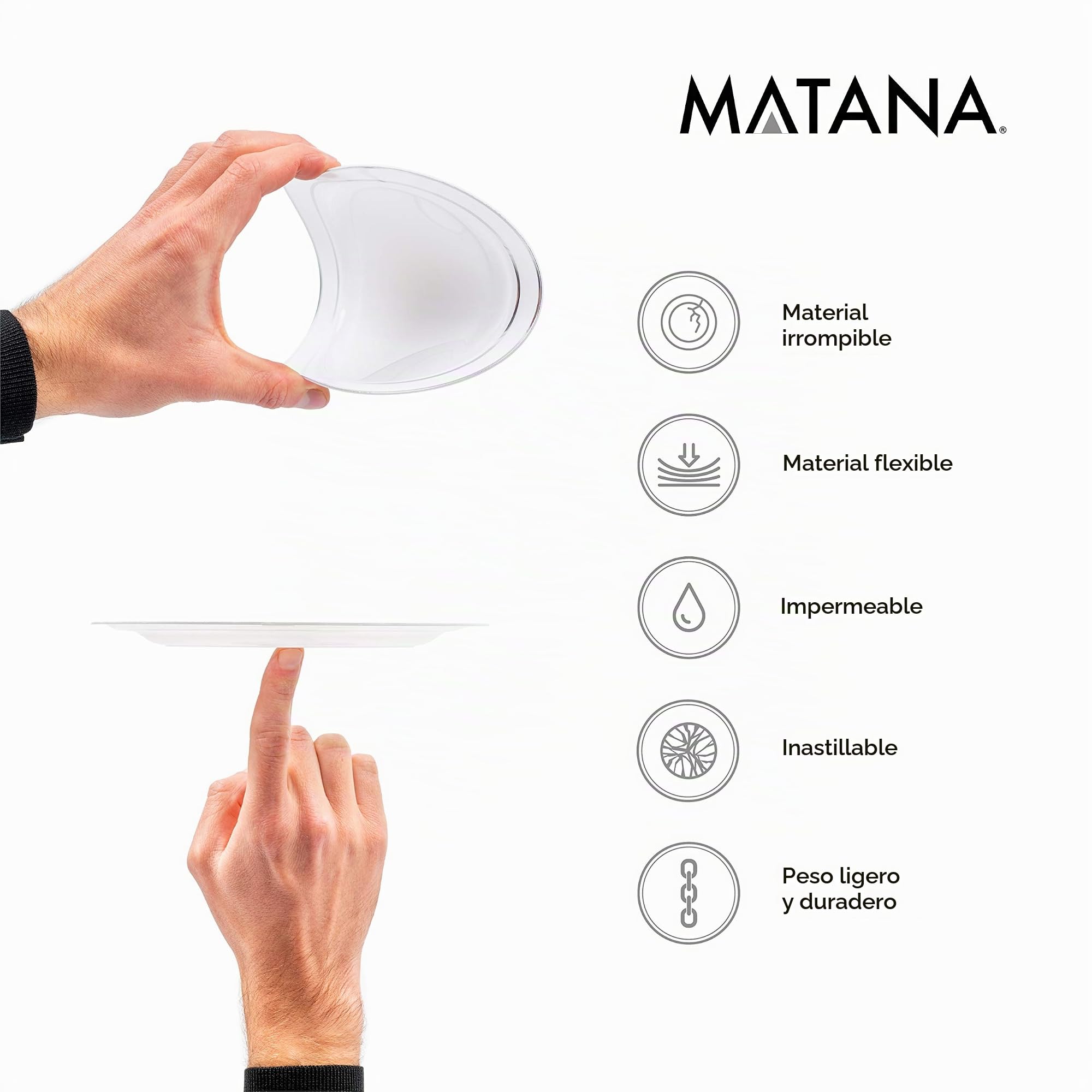 MATANA 150 Piezas Vajilla Reutilizable de Plástico Blanco y Plateado para 25 Personas - Platos Grandes, Platos de Postre, Vasos y Cubiertos Reutilizables - Bodas, Cumpleaños, Navidad y Fiestas