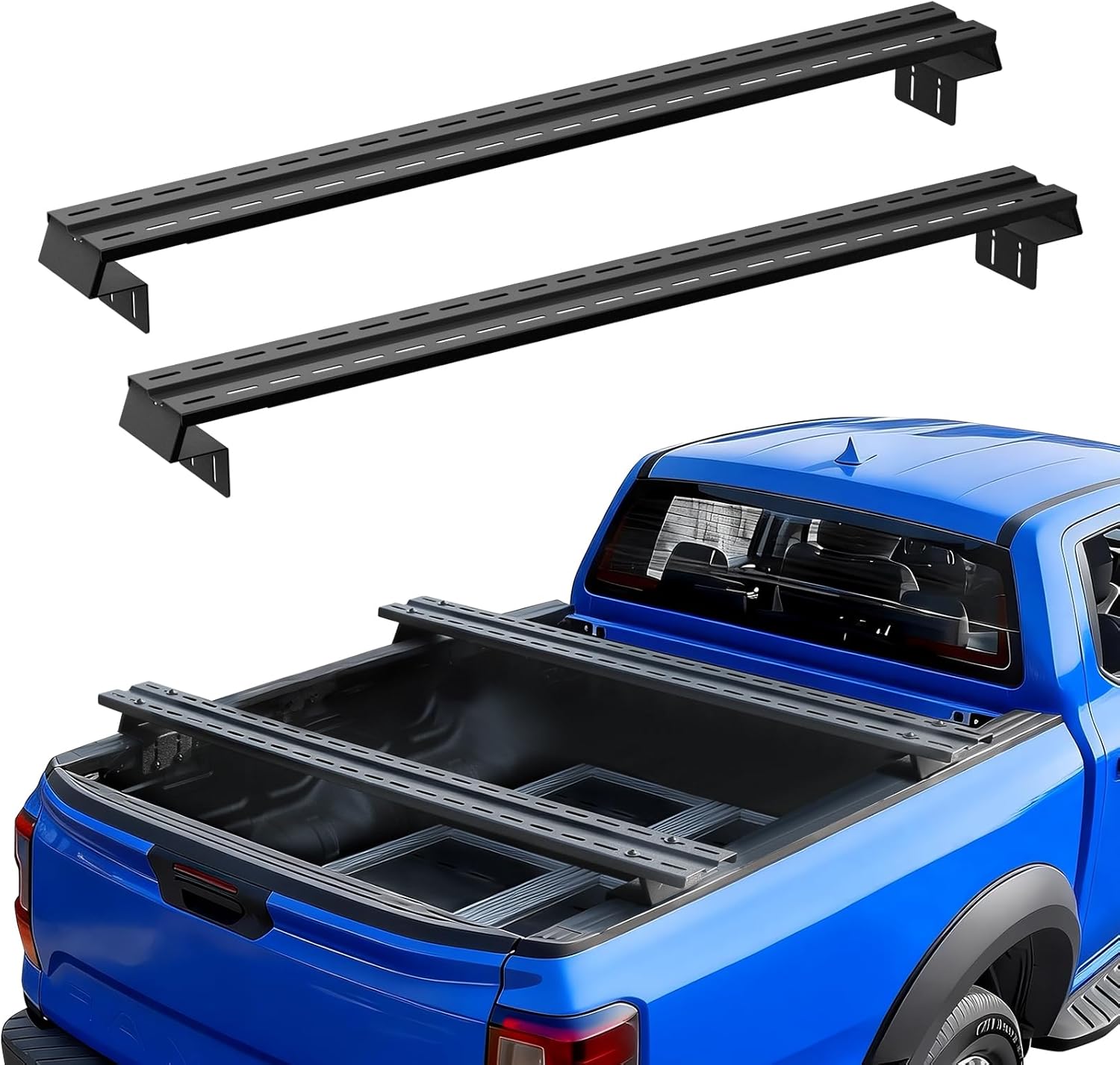 SYHVU Low Profile Truck Bed Rack - 900 lbs Capacity Adjustable Cargo Cross Bars, Heavy Duty Steel Universal Truck Rack for Silverado, Ford F-150, Ram, Tacoma, Tundra, Sierra, Frontier, JT