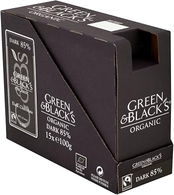 Green & Black's Organic Dark Chocolate Bars, 85% Cocoa, 90 g (Pack of 4)