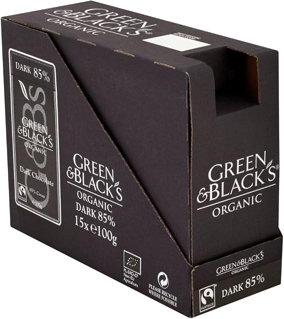 Green & Black's Organic Dark Chocolate Bars, 85% Cocoa, 90 g (Pack of 4)
