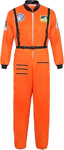 Zhitunemi Disfraz de astronauta para hombre, ropa de vestir para adultos, overol de fantasía espacial para cosplay