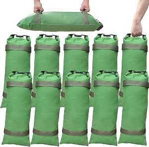 10 Pack Thick Canvas Flood Sandbags with Handles and Velcro for Flood Control