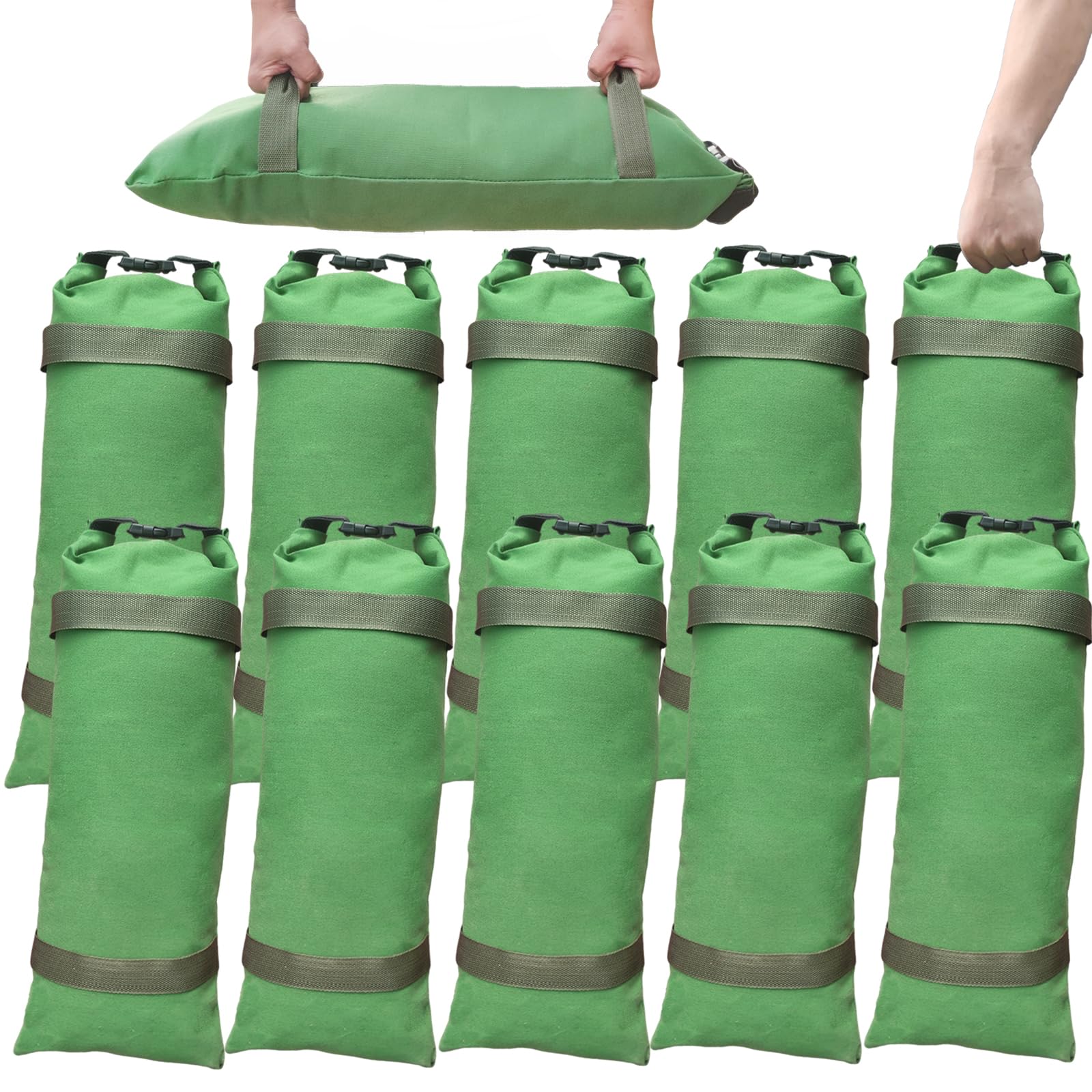 10 Pack Flood Control Barrier Sandbags,Thickened Canvas, Reusable, With Buckle Handles, Velcro, Suitable For Use At Doorways, Garages, And Basements For Flood Weighting (10)