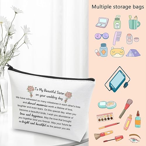 Miniatura 6 de Bolsa de maquillaje de boda para hermana, regalo de novia para mi hermana en su día de boda, regalo de despedida de soltera para hermana, regalo de