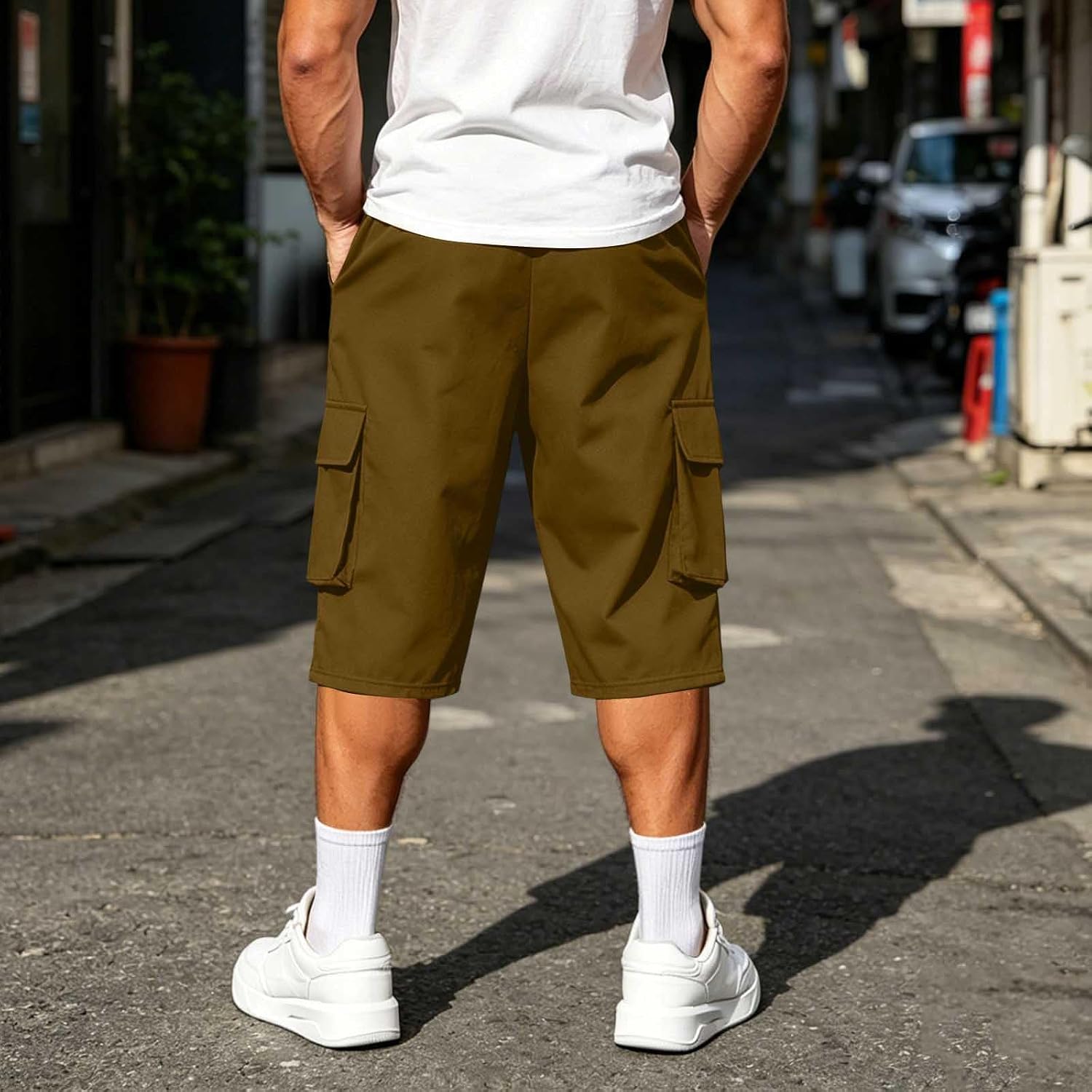 Cargo Capri Pants for Men Quick Dry Breathable Pant with Pockets Casual Gym Running Summer Outdoor Bottom