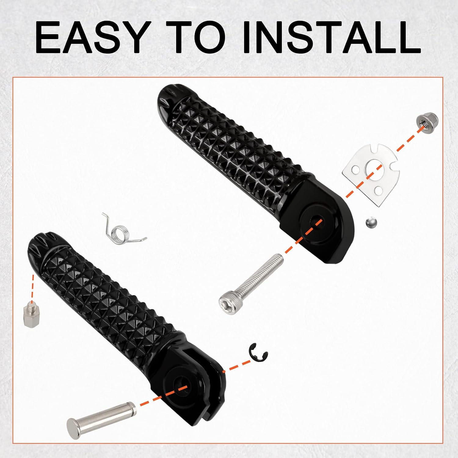 FOVPLUE Driver/Rider and Passenger Footrest for Yamaha YZF R6 2003-2020,R1 1998-2019,R1M 2015-2018,R1S 2016-2018, BLACK-Front and Rear Foot Pegs Kit