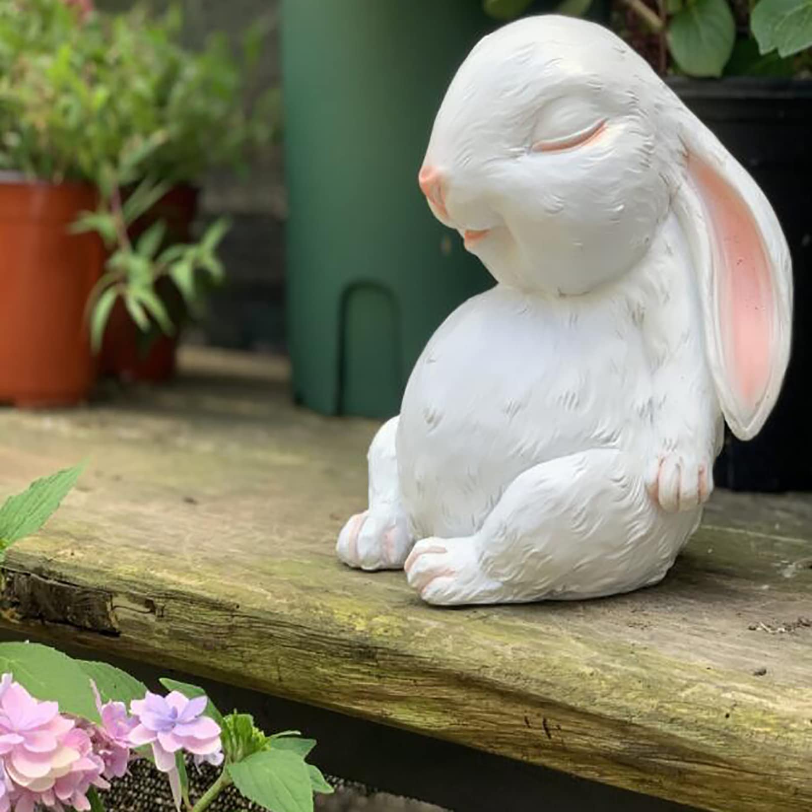 Lapin résine jardin Sleepy Bunny apporte douceur à l'extérieur