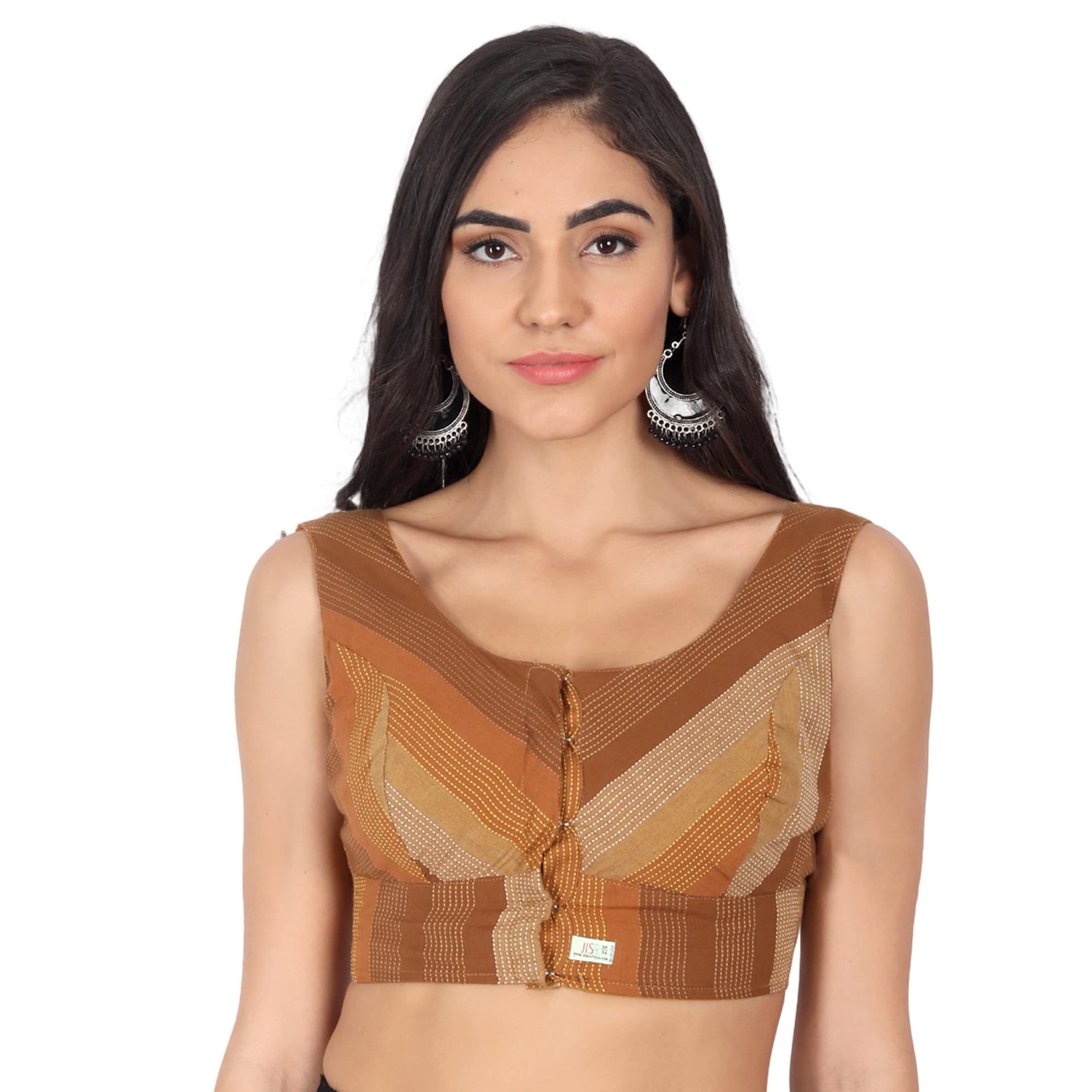 jisb Women's Cotton Stripe Sleeveless Saree Blouse-picture-27