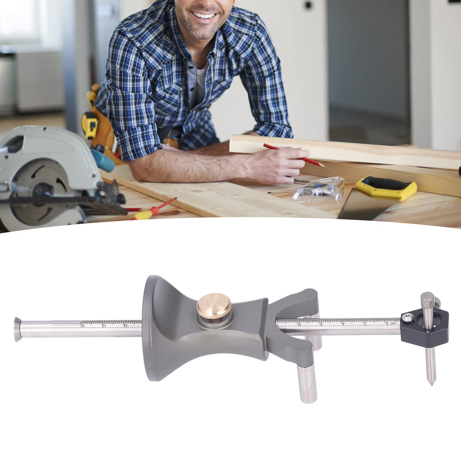 Calibro per marcatura Strumento per tracciare il legno lineare Scriber a doppio scopo Corpo in lega di alluminio per la lavorazione del legno Ceramica Ferro acrilico