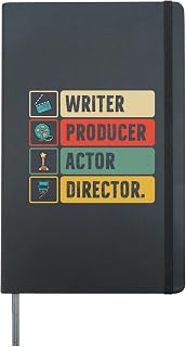 Writer Producer Actor Director Retro Film Filmmaking Hardcover Journal, Black