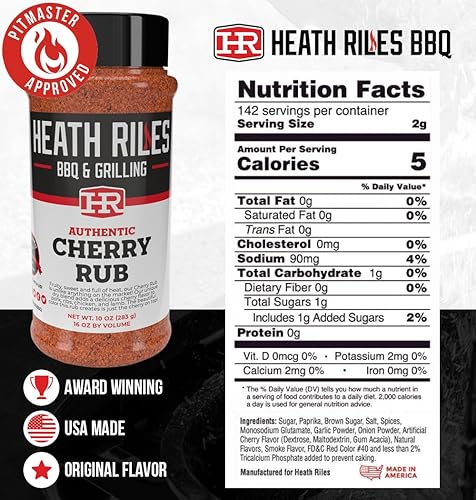 Miniatura 2 de Heath Riles BBQ Condimento Cherry Rub (bolsa a granel), receta Champion Pitmaster, mezcla de especias grande, 2 lb.32 oz.