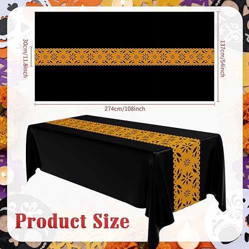 Miniatura 2 de Oudain 6 manteles de fiesta de 108 x 54 pulgadas, manteles de plástico mexicano para mesa de fiesta con serape mexicano, desechables, coloridas