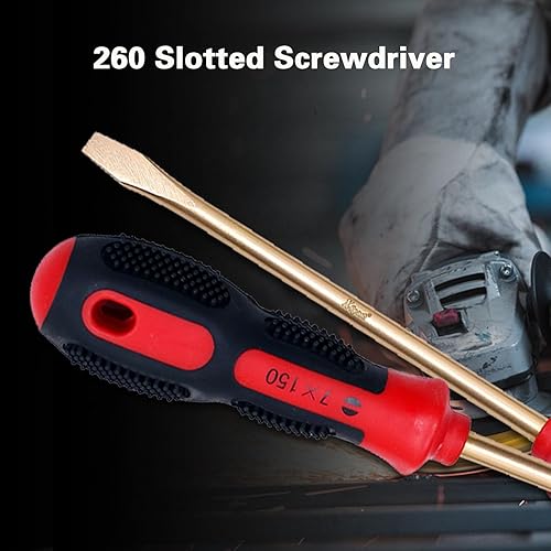 Miniatura 3 de Destornillador ranurado, destornillador de cabeza plana ranurada con mango ergonómico cómodo antideslizante para manos húmedas y grasas,