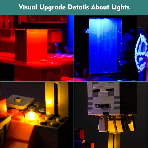 Miniatura 3 de VONADO Kit de luces LED para Lego The Nether Portal Ambush 21255 (solo luces, sin modelos) Juego de iluminación creativa Accesorios compatibles con