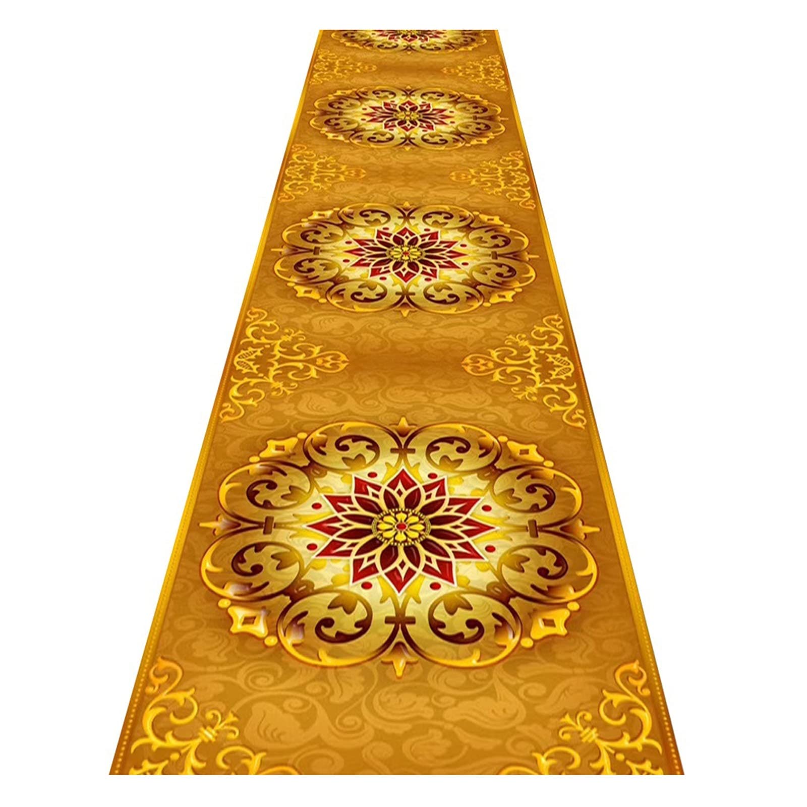 Alfombras de pasillo largo ZRUYI con estampado clásico floral dorado a medida
