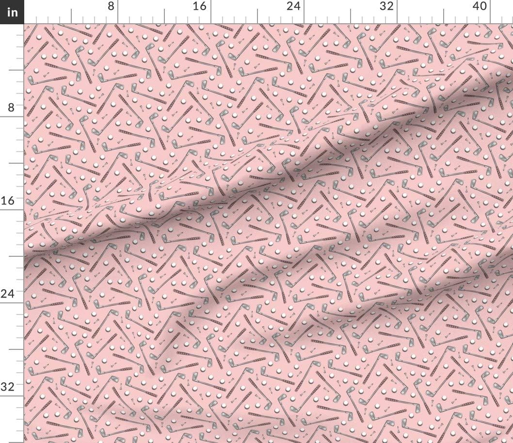 Spoonflower Fabric - Golf Clubs Pink Little Arrow Sports Golfing Tee Kids Room Printed on Petal Signature Cotton Fabric by The Yard - Sewing Quilting Apparel Crafts Decor