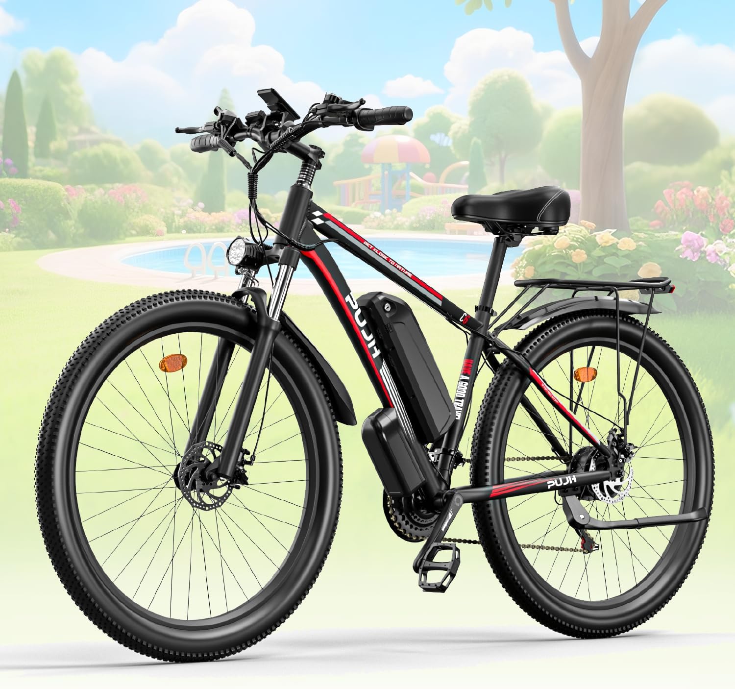 Electric Bike 48V 17.5Ah (840Wh) with Peak 1500W 29'' Wheels for Adults, Max 28-32 mph, 30-80 Miles with Disc Brakes, 21-Speed, Front Suspension for Off-Road Riding