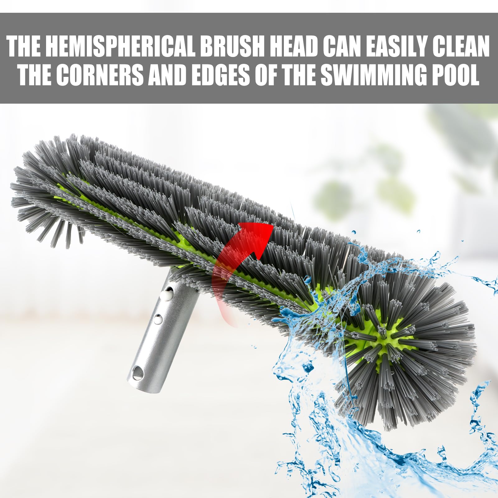 Brosse de nettoyage pour piscine 43 cm Poils avant Clip EZ Poignée aluminium