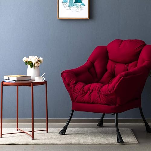 Miniatura 7 de HollyHOME - Silla perezosa de tela moderna, actual, silla de sala contemporánea, marco de acero, sofá de ocio, con reposabrazos y bolsillo lateral