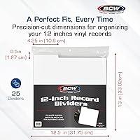 Vista 3 de BCW Divisores de discos de vinilo de 12 pulgadas, paquete de 25 Plástico de archivo para almacenamiento LP - Blanco
